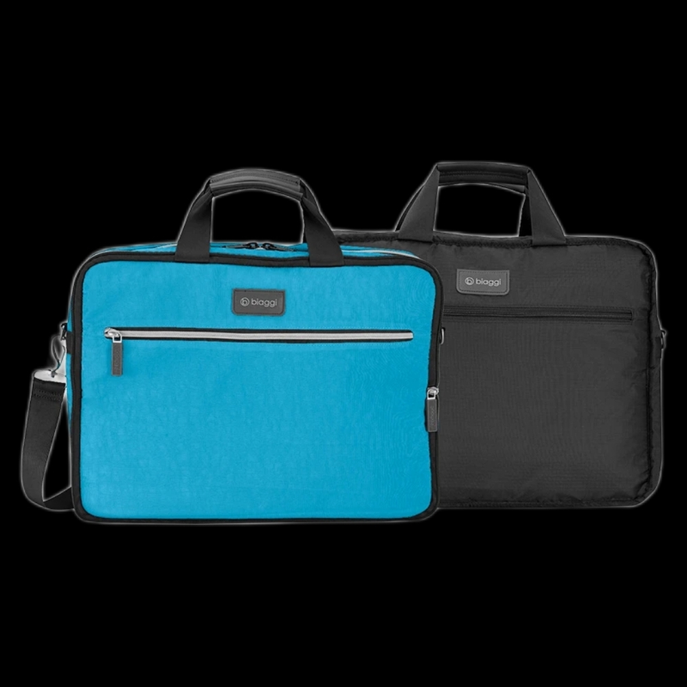 Biaggi Zipsak Reversible Micro-Fold Laptop Bag Tote Teal/Black New with tags